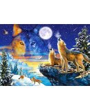 PUZZLE HURLEMENT DES LOUPS DANS LA FORET LA NUIT 1000 PIECES - COLLECTION ANIMAUX SAUVAGES