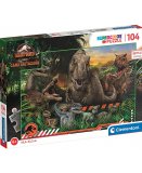 PUZZLE JURASSIC WORLD - DINOSAURE T-REX - VELOCIRAPTOR - 104 PIECES - COLLECTION DINO - CLEMENTONI - 27545