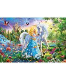 PUZZLE LA PRINCESSE ET LA LICORNE BLANCHE DANS LA FORET 1000 PIECES - COLLECTION MONDE FANTASTIQUE - EDUCA 17654