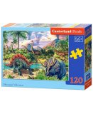 PUZZLE LA VALLEE DES DINOSAURES TRICERATOPS ET BRACHIOSAURE 120 PIECES - COLLECTION ANIMAUX PREHISTORIQUE DINO - CASTORLAND