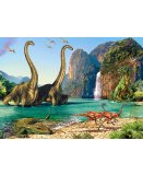 PUZZLE LAGON AUX DINOSAURES VELOCIRAPTOR MOSASAURUS ET BRACHIOSAURE 60 PIECES - COLLECTION ANIMAUX PREHISTORIQUE DINO - CASTORLAND