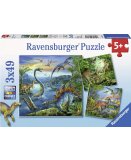 PUZZLE LE MONDE DES DINOSAURES 3 X 49 PIECES - RAVENSBURGER DINO - 09317