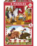 PUZZLE LES FILLETTES SOIGNENT LES CHEVAUX - 2 X 48 PIECES - EDUCA - 17150