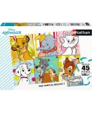 PUZZLE LES HEROS DISNEY 101 DALMATIENS - ROI LION - BAMBI - BELLE CLOCHARD : 45 PIECES - NATHAN - 86474