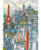 PUZZLE MONUMENTS DE PARIS : TOUR EIFFEL - MONTMARTRE - 1000 PIECES - COLLECTION FRANCE - EDUCA 19264
