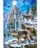 PUZZLE NUIT D'HIVER 3 LOUPS ET LE CHATEAU - 1500 PIECES COLLECTION PAYSAGE DE MONTAGNES - CASTORLAND