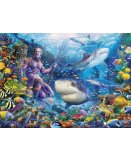 PUZZLE OCEAN LES REQUINS LE ROI DE LA MER DAUPHINS SUR LE RECIF DE CORAIL 500 PIECES - RAVENSBURGER - 150397