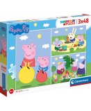 PUZZLE PEPPA PIG PIQUE-NIQUE EN FAMILLE - JOUE AU PARC 3 X 48 PIECES - CLEMENTONI PEPPA LE COCHON - 25263