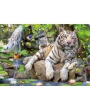 PUZZLE TIGRES BLANCS DU BENGALE AU BORD DE LA RIVIERE 1000 PIECES - COLLECTION ANIMAUX SAUVAGES - EDUCA - 14808