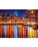 PUZZLE VILLE D'AMSTERDAM ET LE FLUVE D AMSTEL VUE DE NUIT 500 PIECES - COLLECTION PAYSAGE PAYS-BAS - CLEMENTONI - 35037