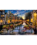 PUZZLE VUE FLEURIE SUR LE CANAL D'AMSTERDAM 2000 PIECES - COLLECTION PAYSAGE PAYS-BAS - EDUCA - 17127