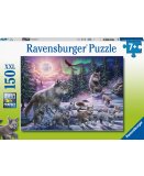 PUZZLE XXL FAMILLE DE LOUPS SE PROMENE DANS LA FORET AU CLAIR DE LUNE - 150 PIECES - RAVENSBURGER - 129089