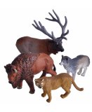 SET ANIMAUX DE LA FORET - 4 FIGURINES - CERF- LYNX - LOUP - BISON - WILD REPUBLIC - 23768