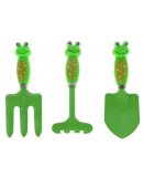 SET DE 3 OUTILS DE JARDIN METAL ENFANT GRENOUILLE - JARDINAGE - JOUET PLEIN AIR