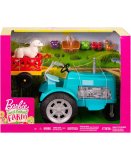 TRACTEUR BLEU DE BARBIE AVEC REMORQUE + 1 CHIEN + 1 POULE - POUPEE BARBIE - MATTEL - GFF49 - VEHICULE BARBIE