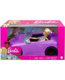 VOITURE CABRIOLET MAUVE BARBIE + POUPEE BARBIE - AUTO SPORTIVE - VEHICULE DECAPOTABLE - MATTEL - HBY29