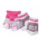 2 PAIRES DE CHAUSSETTES GRIS ET BLANCHES BABY BORN 43 CM - ZAPF CREATION (ZA405)