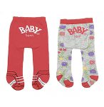 2 PAIRES DE COLLANTS : FLEURS ET FRUITS + ROUGE BABY BORN 43 CM - ZAPF CREATION