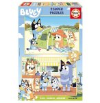 2 PUZZLES EN BOIS BLUEY : JOURNEE DETENTE 2 X 50 PIECES - DESSIN ANIME - EDUCA - 19408