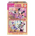 2 PUZZLES EN BOIS DISNEY : MINNIE, DAISY ET FIGARO 2 X 25 PIECES - DESSIN ANIME - EDUCA - 17625