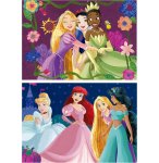 2 PUZZLES EN BOIS DISNEY PRINCESS : CENDRILLON ARIEL RAIPONCE JASMINE BLANCHE NEIGE TIANA 2 X 50 PIECES - DESSIN ANIME - EDUCA - 19672