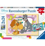 2 PUZZLES LES CADEAUX DE LA BELLE ET LE CLOCHARD / 101 DALMATIENS SOUS LA PLUIE 24 PIECES - RAVENSBURGER - 050871