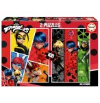 2 PUZZLES MIRACULOUS : LADYBUG ET SES AMIS SUPER-HEROS 2 x 100 PIECES - DESSIN ANIME - EDUCA - 19969