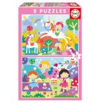 2 PUZZLES MONDE MAGIQUE : LICORNES ET FEES 2 x 48 PIECES - AMIS ENCHANTE - EDUCA - 19993