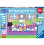 2 PUZZLES PEPPA PIG : PEPPA LE COCHON A L'ECOLE ET FAIT DE LA PEINTURE 24 PIECES - RAVENSBURGER - 090990