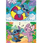 2 PUZZLES STITCH ET ANGEL SUR L'EAU ET JOUE DE LA MUSIQUE x 100 PIECES - DESSIN ANIME - EDUCA - 19998