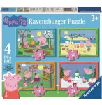 4 PUZZLES PROGRESSIFS COCHON PEPPA PIG : AU JARDIN MER AUTOMNE HIVER 12 - 16 - 20 - 24 PIECES - RAVENSBURGER - 031146