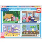 4 PUZZLES PROGRESSIFS PEPPA LE COCHON / PIG - EN FORET - EN VILLE - DANS LA CHAMPRE ET AU PARC 20 - 40 - 60 - 80 PIECES - EDUCA 18645