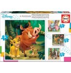 4 PUZZLES PROGRESSIFS - ROI LION - DUMBO - BAMBI - LIVRE DE LA JUNGLE  12 - 16 - 20 - 25 PIECES - EDUCA - 18104