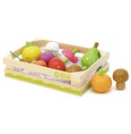 CAGETTE DE 12 FRUITS ET LEGUMES EN BOIS - HOUSE OF TOYS - 770872 - MARCHE