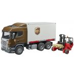 CAMION SCANIA R-SERIE UPS + CHARIOT ELEVATEUR - BRUDER - 03581 - TRANSPORT