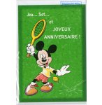 CARTE JOYEUX ANNIVERSAIRE + ENVELOPPE : MICKEY FAIT DU TENNIS + ENVELOPPE - CARTERIE DISNEY - DESSIN ANIME - ENFANT - ADULTE - FILLE - GARCON (33)