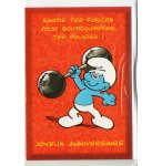 CARTE JOYEUX ANNIVERSAIRE SCHTROUMPF COSTAUD + ENVELOPPE - CARTERIE BD SPORTIF - ENFANT - ADULTE - FILLE - GARCON (8)