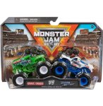 COFFRET 2 MONSTER JAM : GRAVE DIGGER ET RAZIN KANE - VEHICULE MINIATURE METAL VERT ET BLANC - SPIN MASTER