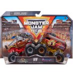 COFFRET 2 MONSTER JAM : KNIGHTMARE ET THUNDER BUS - VEHICULE MINIATURE METAL GRIS ET BRUN - SPIN MASTER