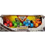 COFFRET 4 VEHICULES MONSTER JAM : EL TORO LOCO - MEGALODON - DRAGONOID - GRAVE DIGGER - VOITURE COLLECTION TOUGH TREADS 1.64 - SPIN MASTER