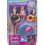 COFFRET BARBIE SKIPPER BABYSITTER AVEC PISCINE + PETITE FILLE + 5 ACCESSOIRES  - MATTEL - GRP39 - POUPEES ET ACCESSOIRES