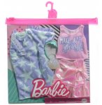 COFFRET DE 2 TENUES MODE : JUPE ROSE ET T-SHIRT + ROBE VIOLETTE POUR POUPEE BARBIE - VETEMENT - HABIT - MATTEL - GRC88