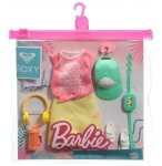 COFFRET TENUE VACANCE : JUPE JAUNE ET TOP ROSE + CASQUETTE ET ACCESSOIRES POUR POUPEE BARBIE - VETEMENT - HABIT - MATTEL - GRD60