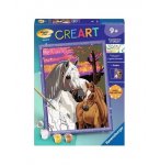 CREART BRILLANT CHEVAUX AU COUCHER DE SOLEIL 18x24CM - NUMERO D'ART ANIMAUX - RAVENSBURGER - 258093 - PEINTURE