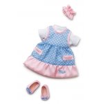 ENSEMBLE ROBE A POIS BLEU 38 CM - TRUDI - HABIT POUPEE (01)