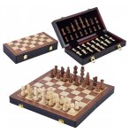 JEU D'ECHECS PLIABLE EN BOIS DE LUXE 30 CM - PLATEAU FORMAT VOYAGE - LONGFIELD