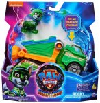 LA SUPER PAT PATROUILLE LE FILM : ROCKY ET CAMION POUBELLE SON ET LUMIERE - FIGURINE CHIEN - VEHICULE DE LUXE - PAW PATROL THE MIGHTY MOVIE