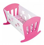 LIT A BASCULE EN BOIS ROSE ET BLANC POUPEE, POUPON - BERCEAU - MOBILIER, ACCESSOIRE DODO