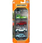 PACK DE 5 VEHICULES MATCHBOX : MBX MOUNTAIN II - MATTEL - HFH07 - SET VOITURES MINIATURES - HELICOPTERE - CHASSE NEIGE 