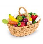 PANIER DE 24 FRUITS ET LEGUMES EN BOIS - JANOD - J05620 - DINETTE, MARCHANDE